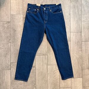 Levi's Indigo Blue Straight Leg Jeans with Tan Patch